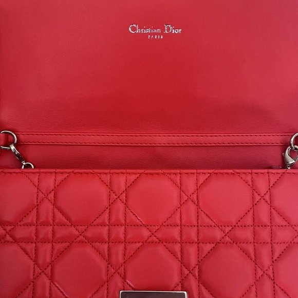 CHRISTIAN DIOR Lambskin Cannage Miss Dior Promenade Bag Coral Orange/Vermillion - Picture 16 of 17